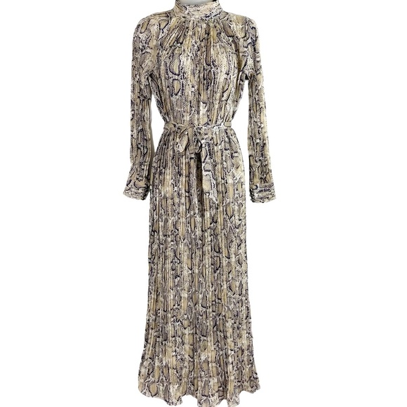 GRACIA Snake Print Pleated Maxi Dress - Picture 1 of 11